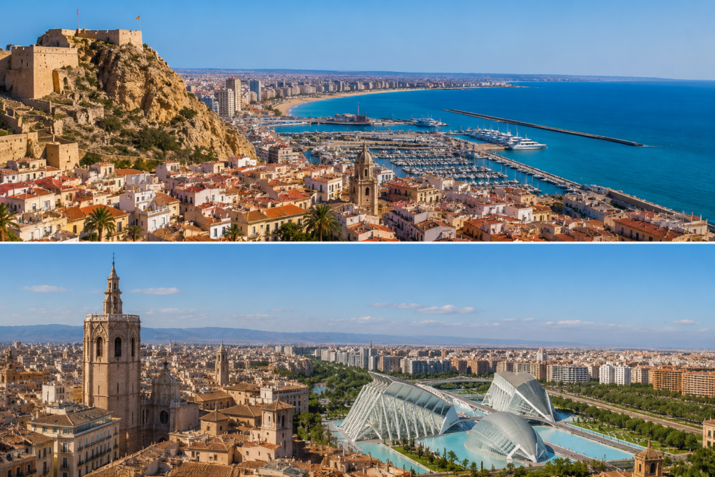 Vista panoramica de alicante y valencia